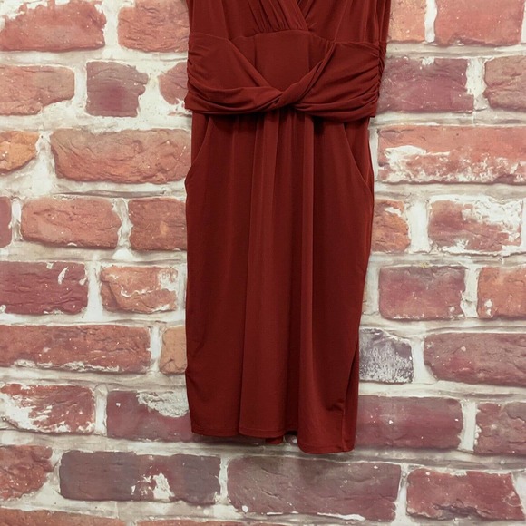 Ann Taylor Loft Dress Women's 4 Burgundy Dark Red Twist Waist Accent Sleeveless - Picture 4 of 8